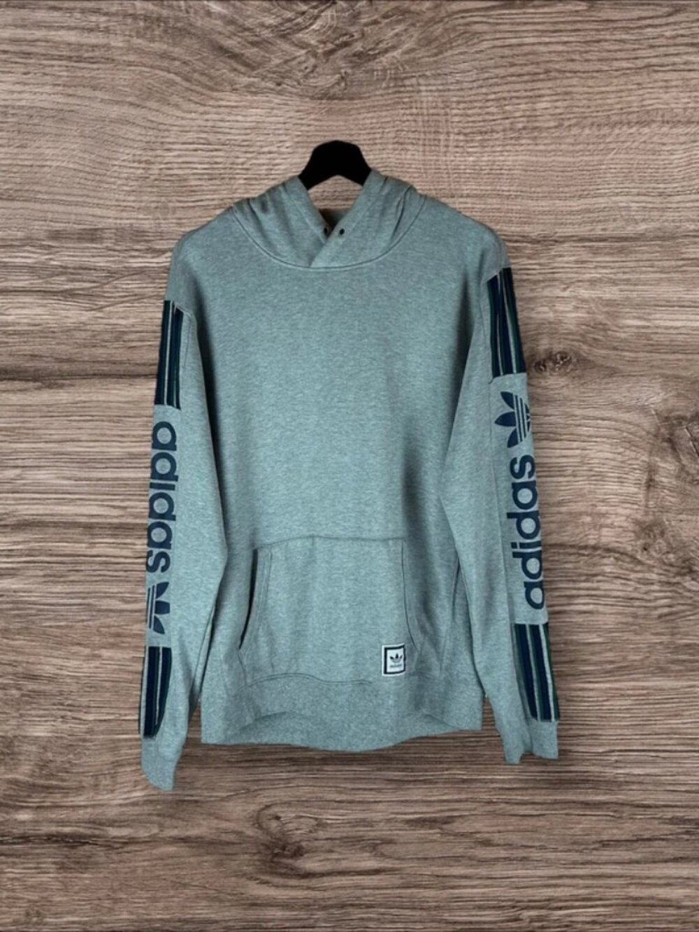 Adidas Hoodie 3 Stripes Fleece Sweatshirt Jumper Grey Medium 2017